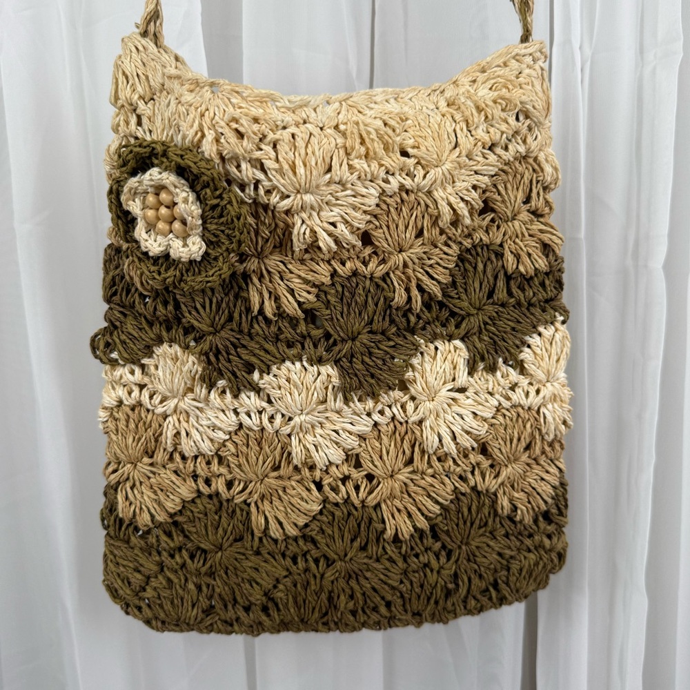 Arizona Jean Co Crochet Straw Crossbody Bag Boho Neutral Spring Summer